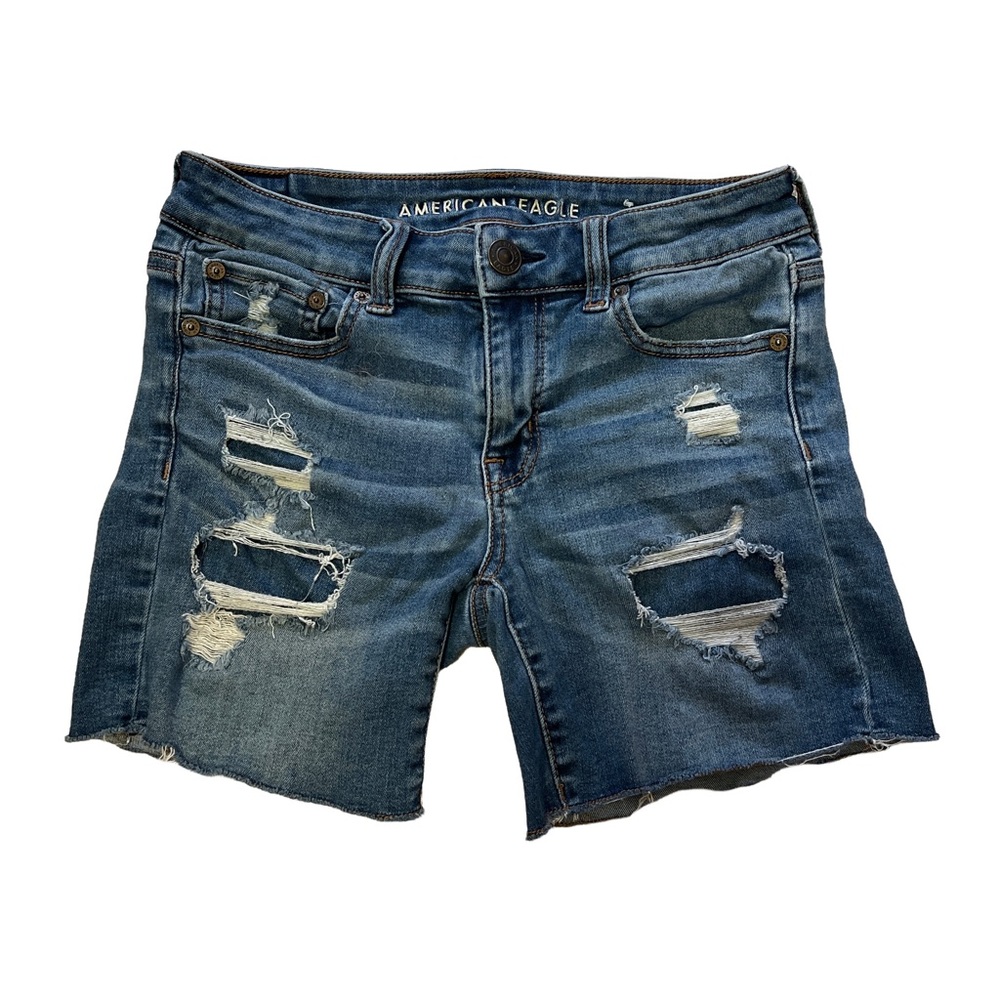 American Eagle Midi denim cut off shorts next level stretch size 2